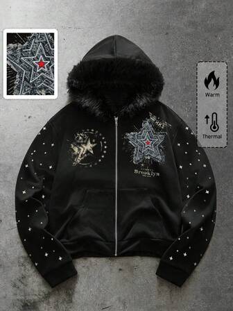 Street Life Felpa con cappuccio e collo in pelliccia da uomo, autunno/inverno