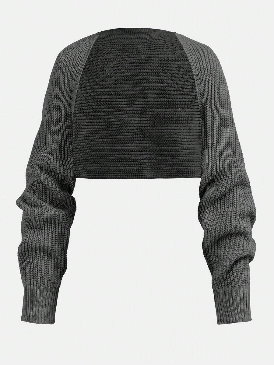 SHEIN Tween Girl V-Neck Grey Heart Print Pullover Sweater, Minimalist Fashion Casual Everyday - Grey - View 1