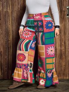 EMERY ROSE Plus Size Women's Colorblock Print Casual Jeans Spring Summer  Vacation - Multicolor - View 4