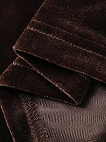 FRIFUL Women's Solid Color Velvet Brown Top With Camisole, Elastic Waist Straight Leg Pants, Casual Versatile 2 Pieces Set, Autumn/Winter - Coffee Brown - View 7