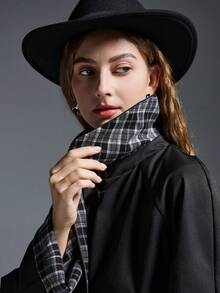 MYSTAURA Mantel Trench Wanita dengan Desain Chic & Stylish yang Dapat Dibalik - Hitam - View 5