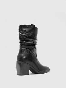 CUCCOO BIZCHIC Botas de tobillo con tacón alto grueso y punta puntiaguda, versátiles y de moda