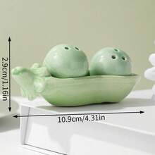 Joivida 1 件陶瓷“Two Peas In A Pod”盐和胡椒瓶套装，12 厘米/4.72 英寸，可爱礼盒，优雅家居装饰，婚礼礼物，厨房配件 - 綠色 - 查看 3