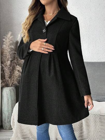 SHEIN Chaqueta y abrigo de invierno para mujer embarazada, abrigo exterior con capucha y botones en forma de A