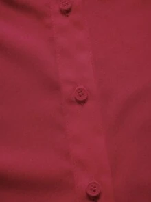 EMERY ROSE Women's Solid Color Long Sleeve Single-Breasted Casual/Work Shirt - Burgundy - View 7