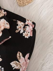 SHEIN Babygirl 可爱休闲花卉针织长袖运动衫和裤子套装 - 彩色 - 查看 8