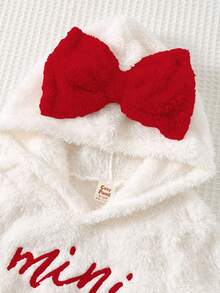 Cozy Pixies 女宝宝可爱休闲撞色连帽衫套装，蝴蝶结装饰套装，迷你套装，萌趣套装，适合冬季、秋季，连帽卫衣套装，粉色蝴蝶结连帽套装，女宝宝冬季服装，迷你刺绣套装，舒适休闲女宝宝套装，女宝宝蝴蝶结套装，返校季、日常穿着、圣诞节、万圣节 - 紅色 - 查看 4