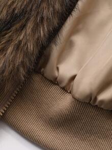 DAZY Damjacka med lång ärm och lös luva, casual, fluffig jacka för höst/vinter - Kaffebrun - Visa 11