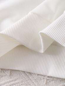 Sparklyn 女童（小号）圆领针织长袖卫衣，饰有牛仔布贴花樱桃图案，搭配牛仔百褶裙，时尚秋季套装 - 白色 - 查看 8