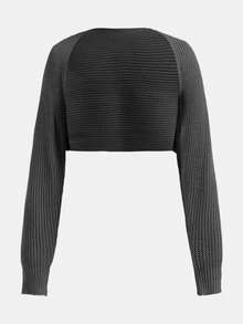 SHEIN Tween Girl V-Neck Grey Heart Print Pullover Sweater, Minimalist Fashion Casual Everyday - Grey - View 6