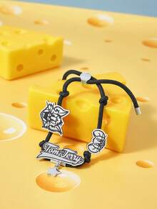 TOM & JERRY X SHEIN Cat, Mouse Metal Bracelet Bracelet, Best Birthday Gift For Friends And Family - Black - View 4