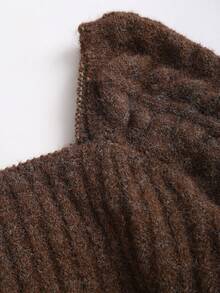 SHEIN Unity New Autumn/Winter Merino Wool Turtleneck Sexy Slim Lantern Sleeve Pullover Sweater For Women, Versatile For Commuting & Casual Wear - Coffee Brown - View 4