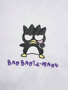 HELLO KITTY AND FRIENDS | SHEIN Men's Casual Letter & Cartoon Graphic Round Neck Short Sleeve T-Shirt, Summer - White - View 6