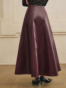 Cévolie 女士时尚通勤长皮裙