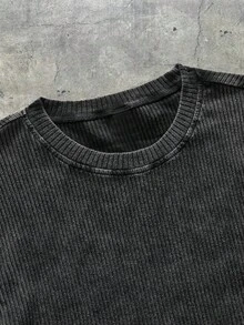 AXEPEAK Áo sơ mi nam tay ngắn dáng rộng dệt kim, thời trang mặc hàng ngày - màu đen - Xem 3