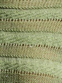 Loose Fit Knit Sweater With French Beaded Mesh Vibe, Elevated Style - Green - View 7