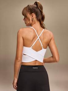 Hanevo Minimalist Solid Color Seamless Comfortable Yoga Sports Tank Top - White - View 2