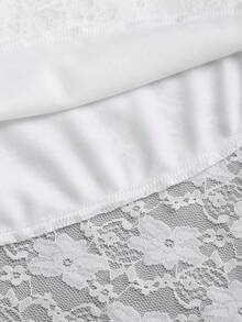 SHEIN PETITE 秋冬不对称下摆抽绳腰优雅派对新年长裙，适合娇小女性 - 白色 - 查看 5