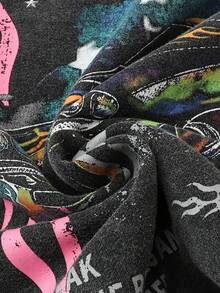 ROMWE Street Life Áo nỉ nam cỡ lớn in chữ và hình xe hơi, dáng rộng, đã qua xử lý giặt. - màu đen - Xem 3