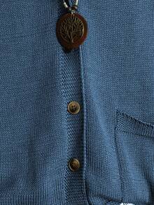 Linhara 大码女式纯色针织 V 领纽扣无袖休闲套头背心，春/秋 - 藍色 - 查看 5