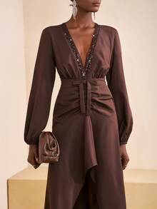 Zivah 2025 秋冬新款 音乐节、复活节、圣帕特里克节、西部风、游牧风、生日派对、毕业典礼、学院风、学生风、日常穿着、百搭、休闲、度假、邮轮旅行、海滩、时尚、网络流行、街头服饰、婚礼宾客波西米亚风、通勤、早午餐、机场、派对、假日郊游 - 棕色 - 查看 2