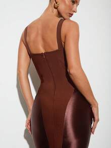 Nuvra Robe de soirée moulante à bretelles fines sans manches en tricot, pour le printemps/été