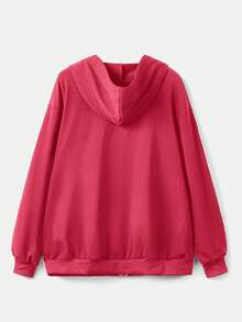 ROMWE Kawaii 休闲水钻骷髅头卫衣，秋季 - 玫紅色 - 查看 4