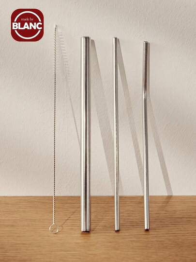 1set Stainless Steel Straw, Straw Cleaning Brush, Storage Bag, Simple Drinking Straw For Home, Outdoor,Kitchen,Christmas Gift,School Supplies