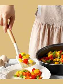 Cirelle 1件/3件厨房用具，不粘硅胶烹饪用具，木柄硅胶铲和勺子，耐热硅胶铲，家用汤勺，烹饪铲，前蛋铲，煎勺