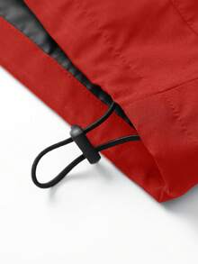 Manfinity Campus Court 男士休闲百搭运动立领长袖夹克，大图案印花，情侣款，大口袋设计，秋冬款 - 紅色 - 查看 5