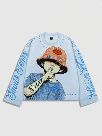 Street Life Maglietta casual a maniche lunghe da uomo con decorazioni in strass, stile punk da strada, adatta per primavera/autunno