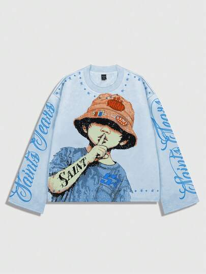 Street Life قميص كاجوال بأكمام طويلة مزين بالراين ستون للرجال، طراز بانك شارع، ربيع/خريف