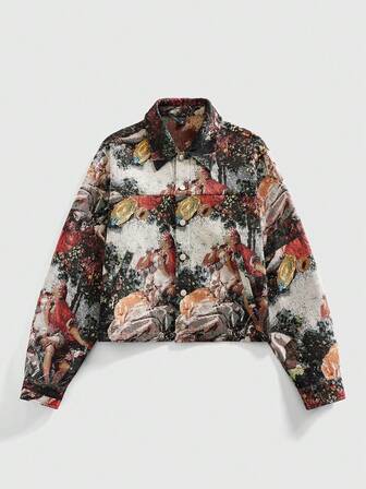 Grunge Punk Chaqueta casual de corte recto con botones para hombre, otoño