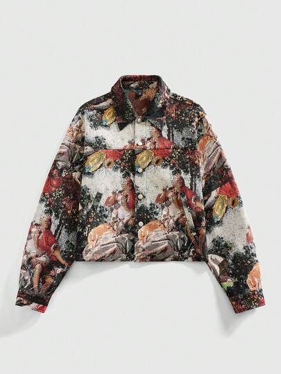 Grunge Punk Veste décontractée vintage à boutons pour hommes, automne