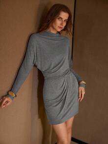 MOTF PREMIUM WOMEN'S KNITTED RUCHED BODYCON DRESS