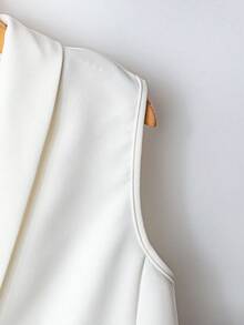 SHEIN Clasi Elegant White Suit Vest & Straight Leg Pants 2Pc Set For Women, Slimming Effect, Summer