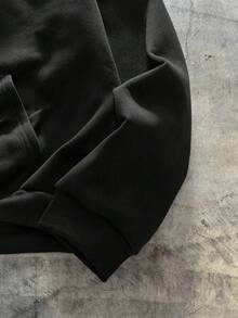 AXEPEAK 男士简约印花长袖连帽衫 - 黑色 - 查看 3