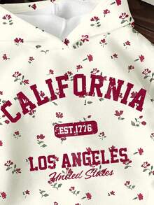 Sweat-shirt-shirt décontracté ample à fleurs Ditsy pour préadolescentes, convient pour l'automne/l'hiver, les pique-niques en plein air, les sorties, le style de rue, la maison, le campus en automne - Multicolore - Voir 3