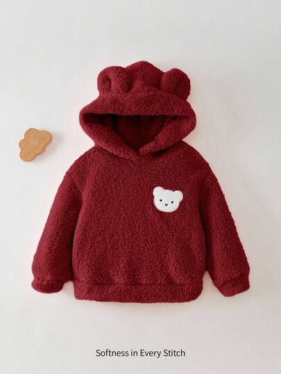 Cozy Pixies Tröja med tecknad björnöron för babyflicka, termofodrad basmodell, lämplig för inomhusbruk, utomhusskidåkning, vardagskläder, sport, lek, fest, fotografering, jul, höst/vinter, höstvinterkläder 2 3t vinterkläder för småbarn, fleecetröja för småbarn, babytröja, babybjörnjacka