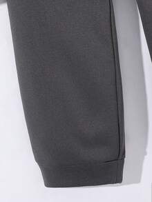 SHEIN Tween Boy Casual 2 In 1 Sweatshirt And Sweatpants Set - Dark Grey - View 5