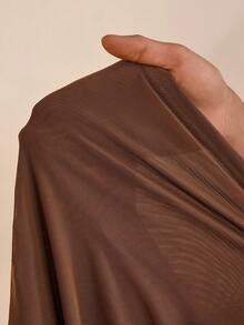 Zivah 2025 Winter New Arrivals - Global Carnival Season - Christmas, New Year, Valentine's Day - For Parties, Evenings, Dates, Gatherings, Birthday Parties - Preppy Style, Student Wear, Casual Outfits, Basic And Versatile, Casual, Cruise Travel, Influencer Hot Item, Elegant, Commuter, Business Casual, Simple, Long-Sleeved With A Blend On The Right Sleeve, Gathered, Lined Front, Brown Mesh, Slim Fit, Autumn/Winter Base Layer, Commuter Top, Party Top, Cocktail Party Top, Brown Top, Elegant Top, Women's Top Brown Long Sleeve Top - Brown - View 8