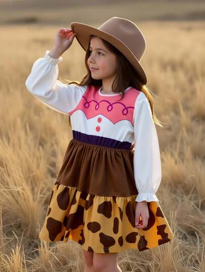 SHEIN Perso Play Girls' Halloween Costume Dress, Cute For Party, Casual Wear