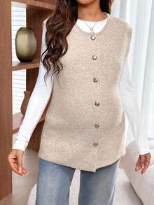 SHEIN Pregnant Women Casual Autumn/Winter Button Knit Vest