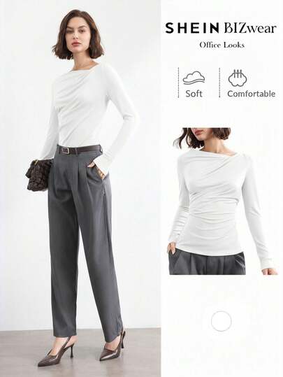 BizChic 2025 Autumn/Winter New White Long Sleeve Knit Turtleneck Tee, Elegant Urban Commute Everyday Romantic Casual 90s Christmas New Year For Women, Thanksgiving Party, Beach, Graduation, Versatile Simple Romantic, Suitable For Wedding Guest, Host, Date, Party, Concert, Stage Performance, Breakfast, Airport, Multi-Occasion