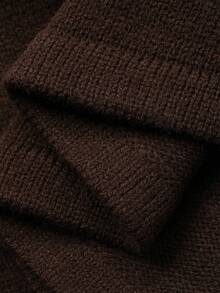 Dazy-Less 女士宽松商务休闲时尚棕色街头风优雅斜襟高领针织毛衣，适合秋冬季、新年、圣诞节穿着 - 棕色 - 查看 8