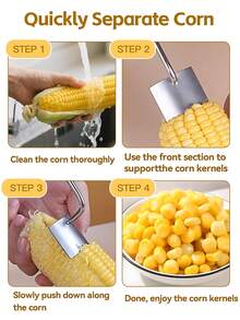 1Pc Stainless Steel Corn Cob Peeler With 6Pcs Stainless Steel Corn Holders, Multifunctional Vegetable Fruit Peeler, Creative Corn Peeler, Corn Fork BBQ Stainless Steel Corn Holders, Handheld Anti Scalding Corn Needle, Reusable Corn Cob Kernel Remover, Kitchen Gadget, Creative Kitchen Tools, Space Saving Design, Suitable For Hotels, Restaurants, Bulk Kitchenware And Tableware - Multicolor - View 10