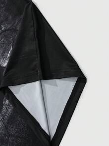 ROMWE MEN Anime 男士夏季卡通字母图案T恤 - 黑色 - 查看 7