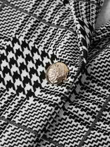 Ellevyn Bộ 2 món áo khoác blazer dài tay ve áo họa tiết răng sói và quần dài thanh lịch cho nữ - Đen và trắng - Xem 5