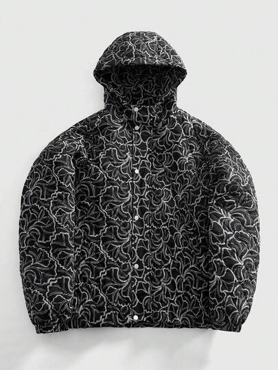 Street Life Men's Fashionable All-Over Print Hooded Jacket, Winter