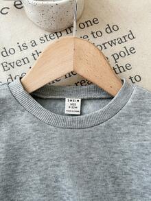 SHEIN Babygirl 可爱休闲百搭灰色针织蝴蝶结长袖运动衫